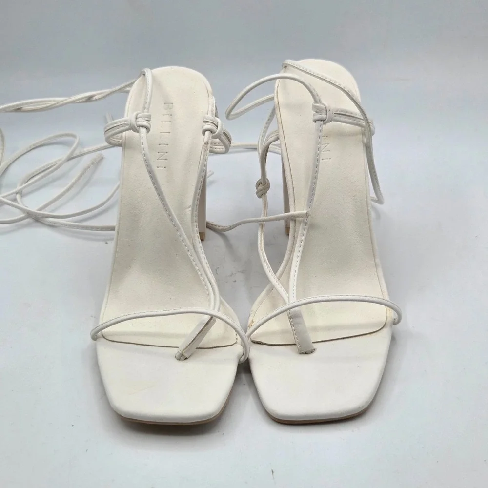 Billini High Heel Strappy Lace‎ Up Sandals  Women's Size 8 White